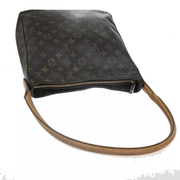 LOUIS VUITTON Logo Looping GM Shoulder Bag Monogram Leather Brown M51145 62HC011 - Picture 5 of 16